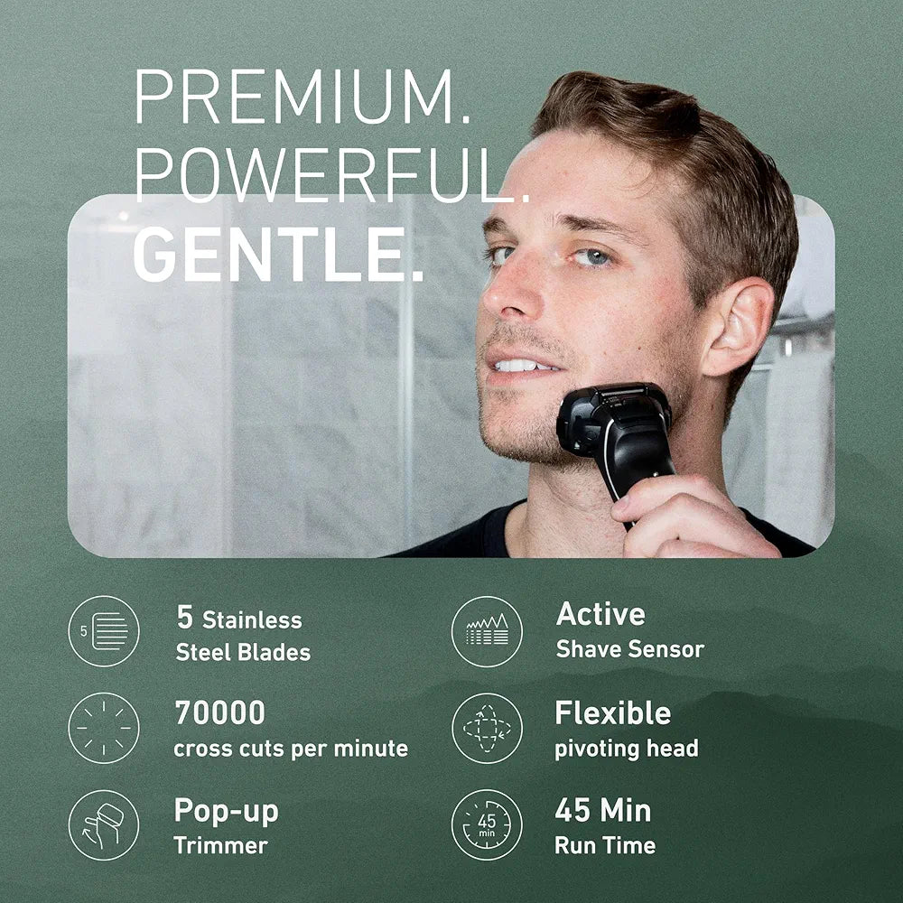 Panasonic ARC5 ES-LV65-S 5-Blade Wet/Dry Electric Shaver for Men with Pop-Up Trimmer, Intelligent Shave Sensor, and Multi-Flex Pivoting Head