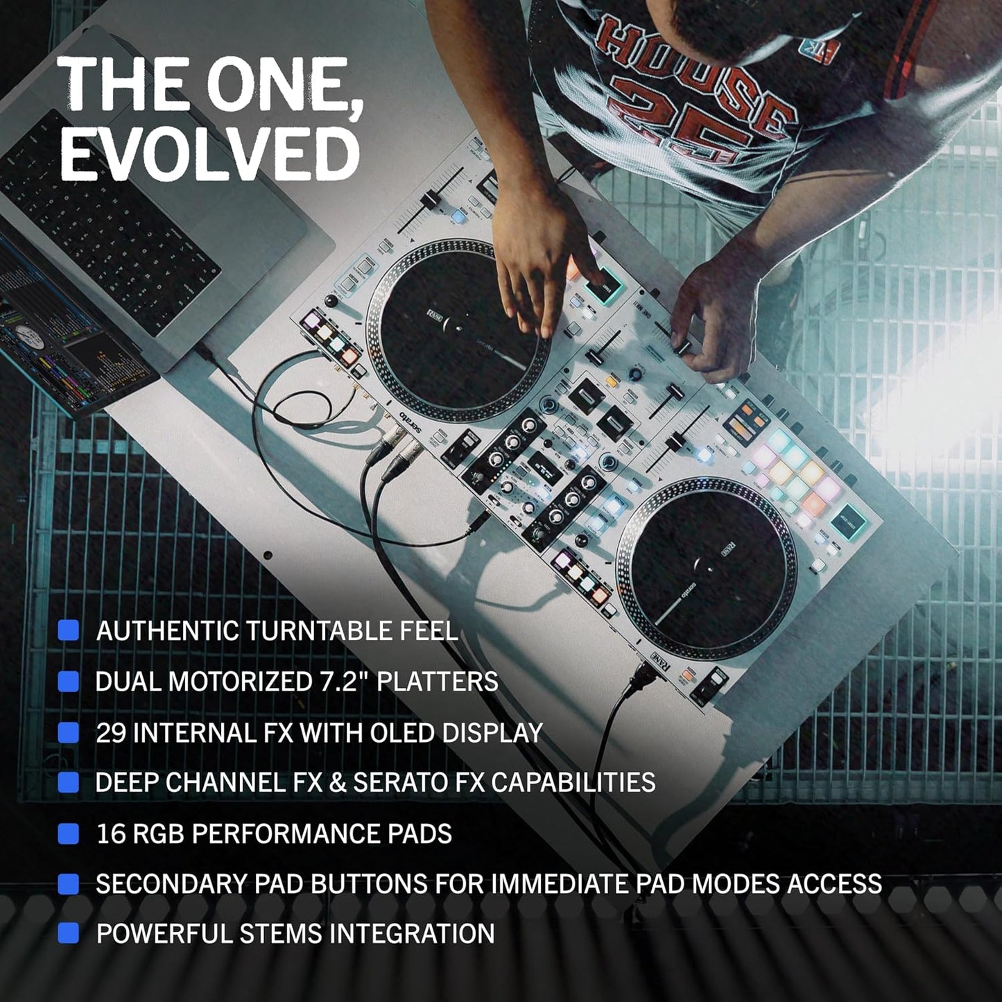 RANE SYSTEM ONE All-in-One Standalone Motorized DJ Controller with Engine DJ OS, Seamless Mixing on 2 Decks, Stems FX, Serato DJ Pro, XLR Outputs