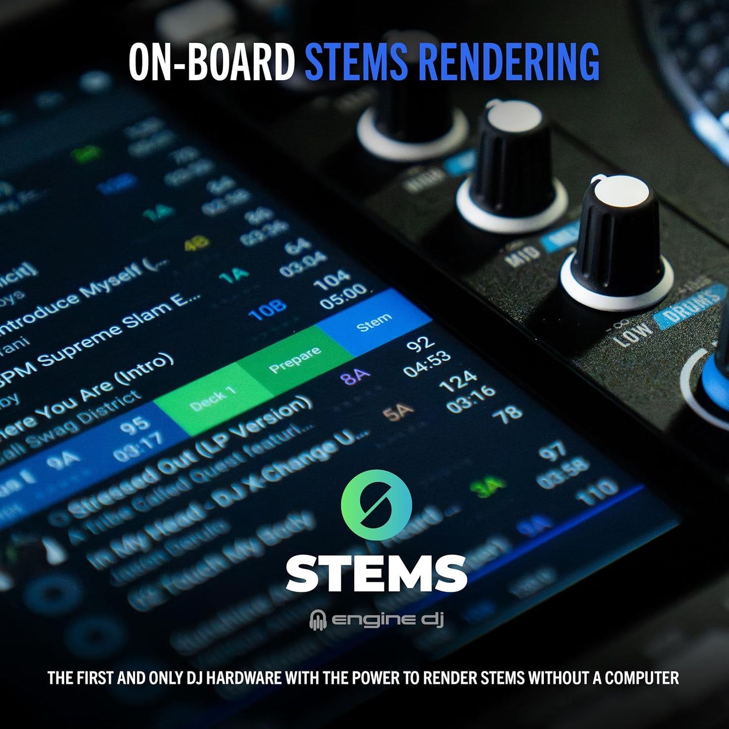 RANE SYSTEM ONE All-in-One Standalone Motorized DJ Controller with Engine DJ OS, Seamless Mixing on 2 Decks, Stems FX, Serato DJ Pro, XLR Outputs