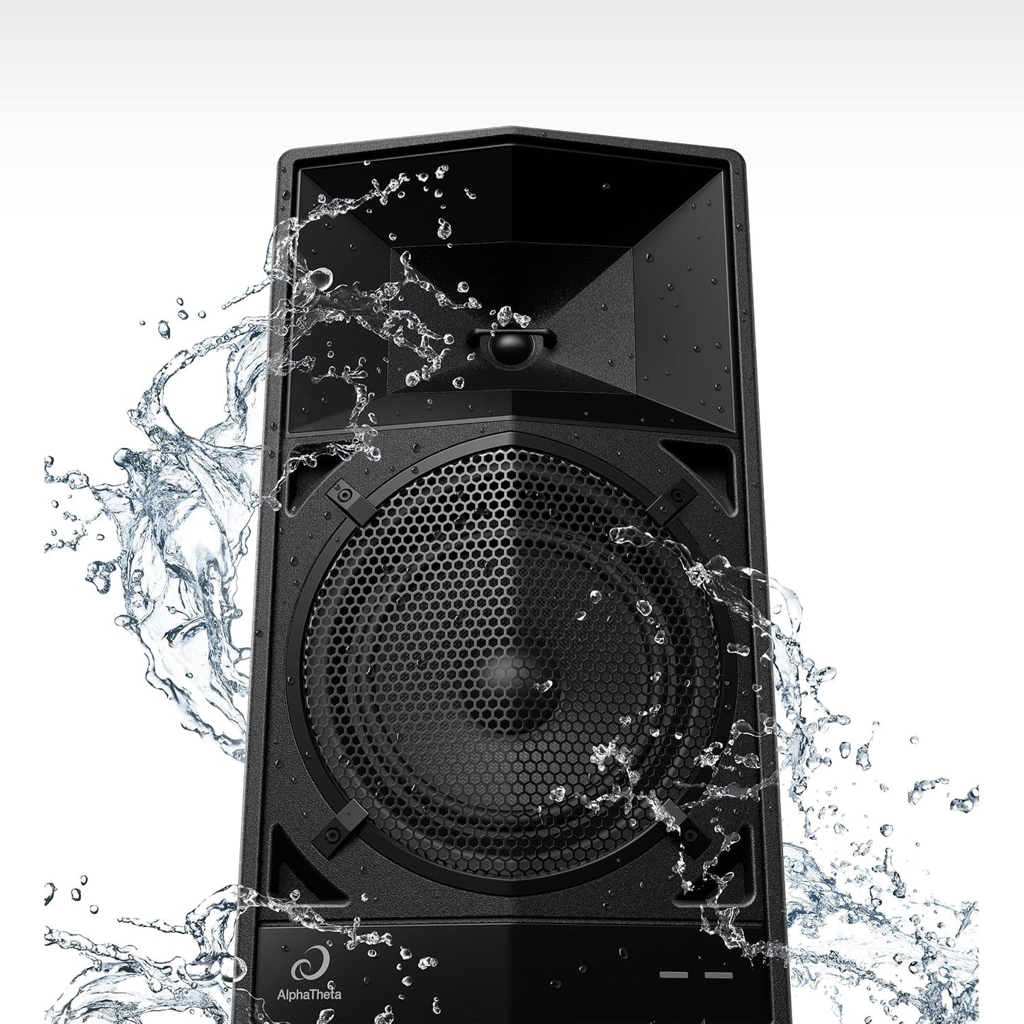 AlphaTheta Wave-Eight Portable Battery DJ Speaker, SonicLink, Black | For mobile DJs and performers, portable battery party speaker, SonicLink wireless, 8-inch driver, IPX4 waterproof, expandable