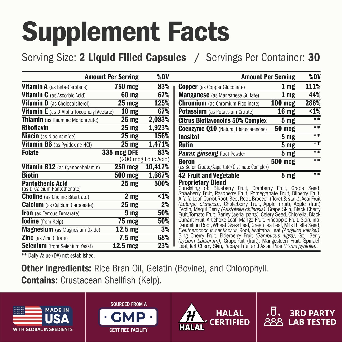 Vimerson Health Multivitamin for Men: Methylated B Vitamins, Chelated Minerals and Bioavailable D3 for Focus and Energy Support – Daily Mens Multivitamins and Multiminerals – 60 Capsules