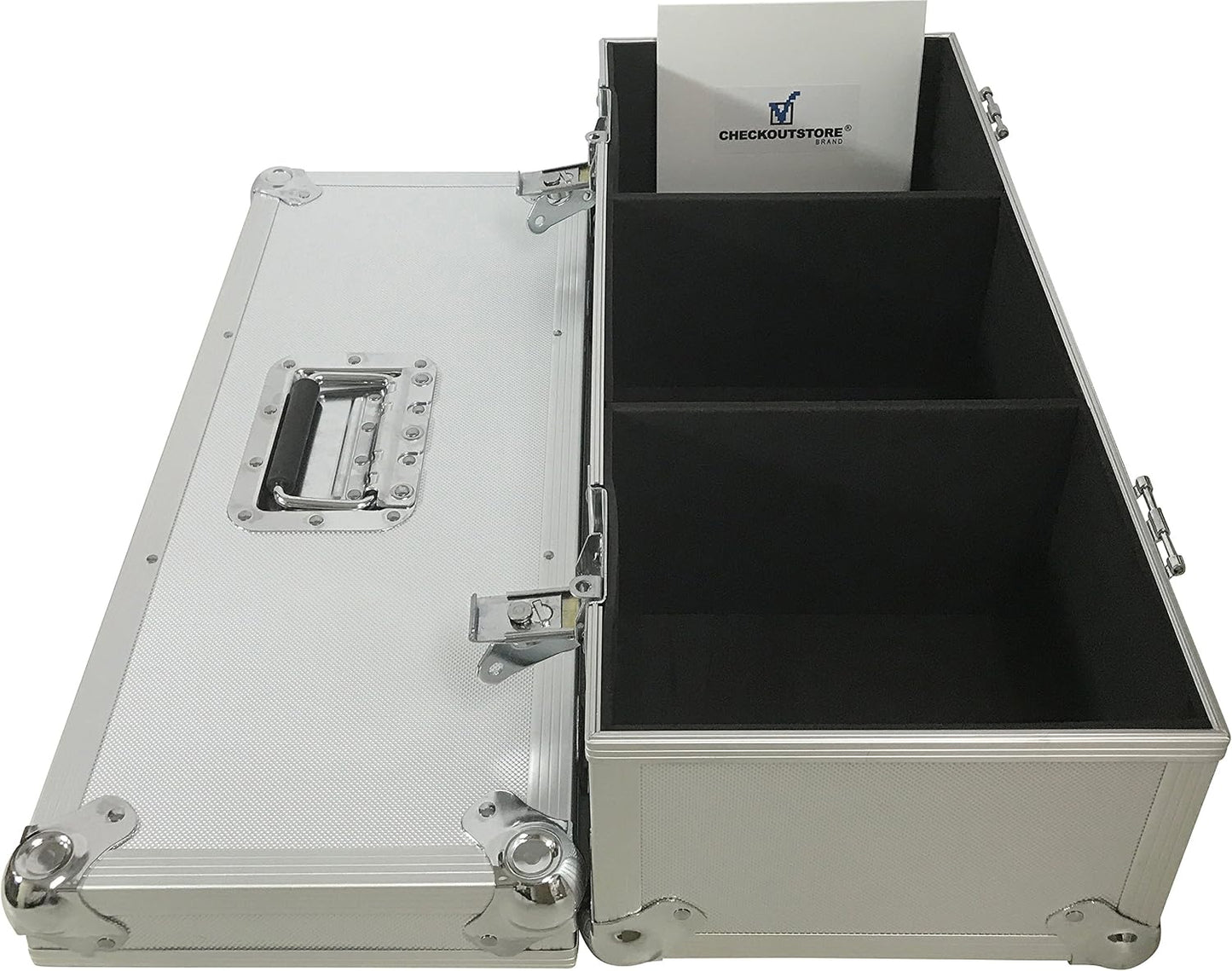 CheckOutStore Silver Aluminum 7" 45 RPM Record Storage Box (Holds Up to 300 Records)