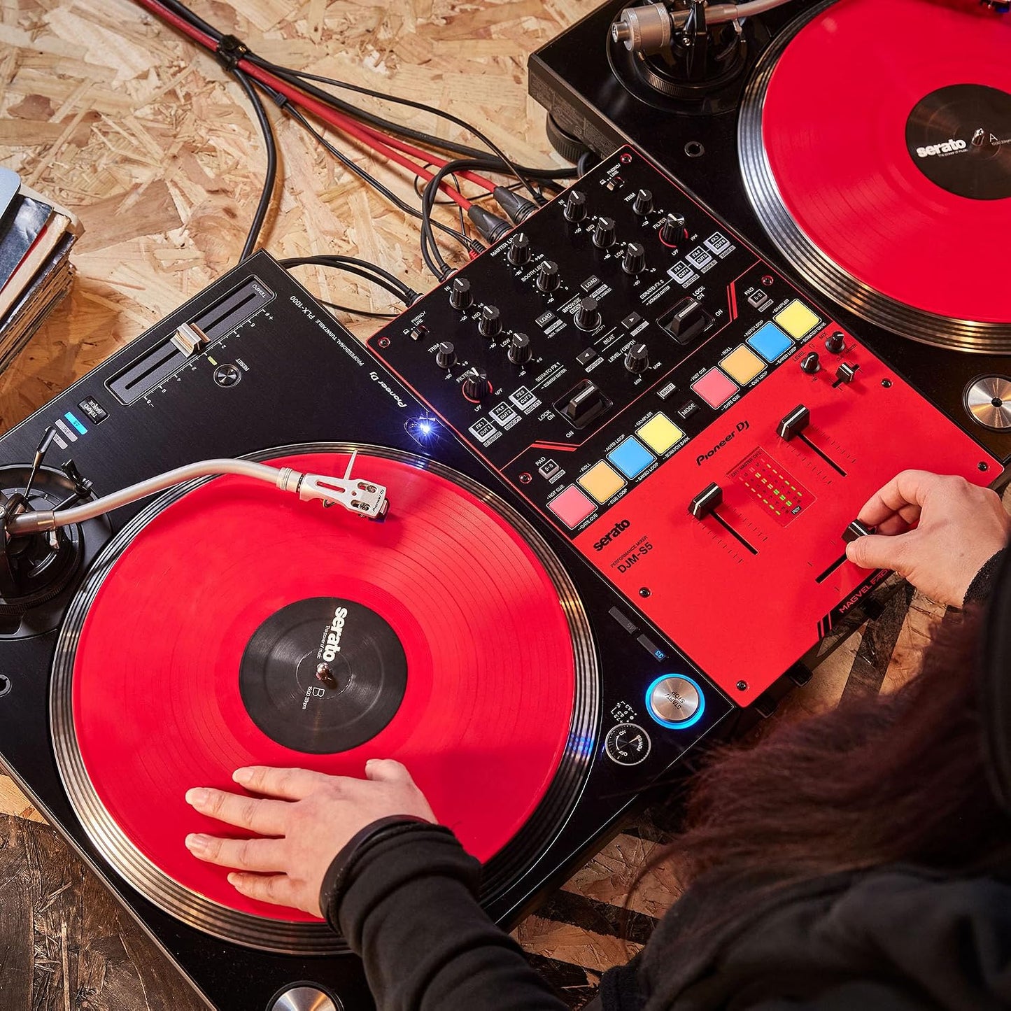 Pioneer DJ DJM-S5 2-channel Mixer for Serato DJ,Red/Black