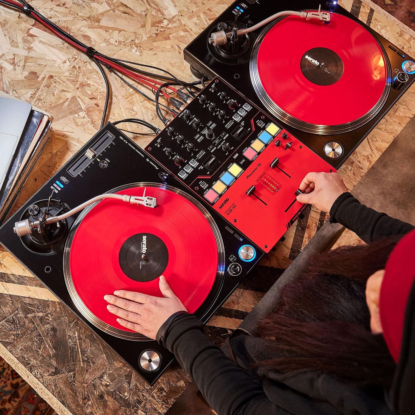 Pioneer DJ DJM-S5 2-channel Mixer for Serato DJ,Red/Black