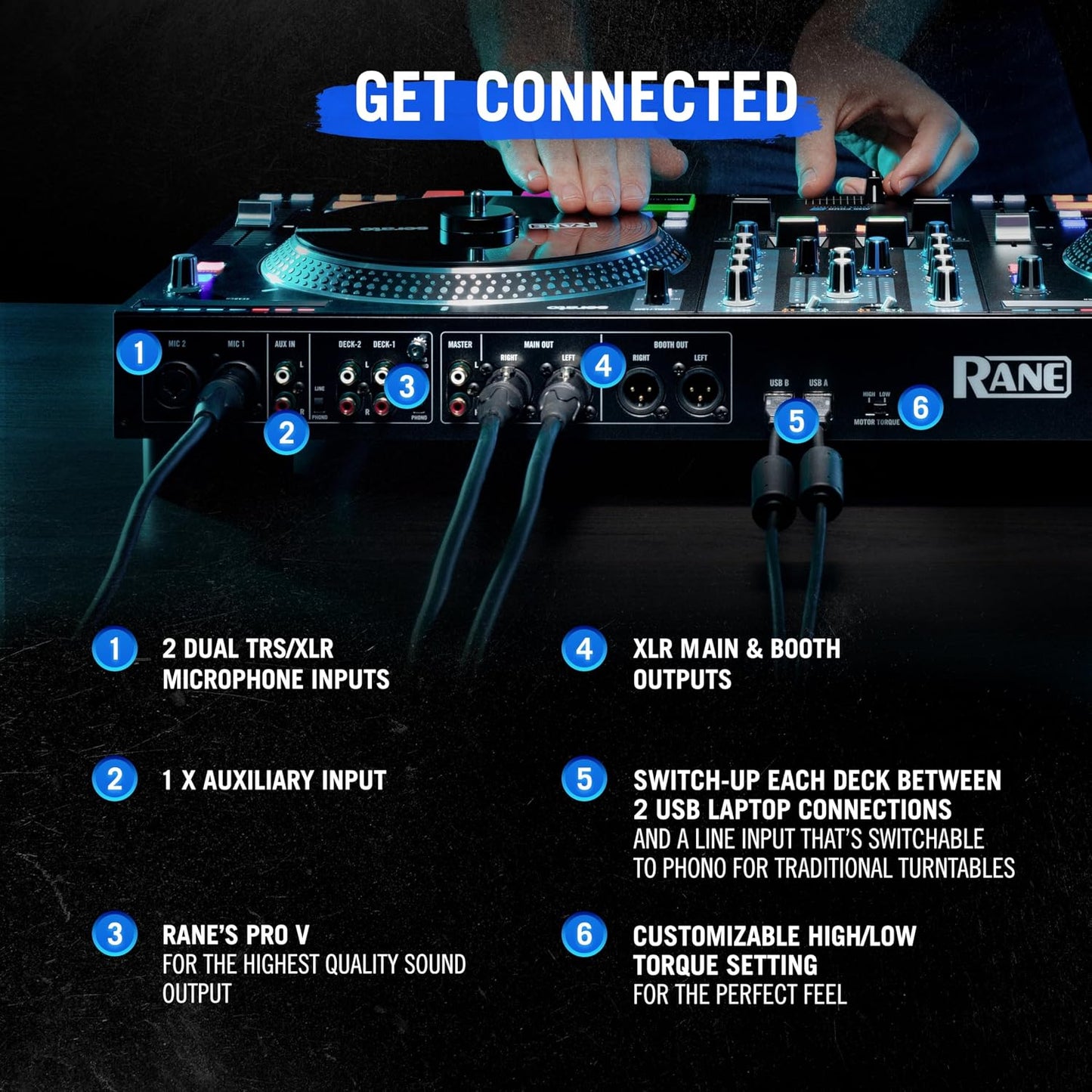RANE SYSTEM ONE All-in-One Standalone Motorized DJ Controller with Engine DJ OS, Seamless Mixing on 2 Decks, Stems FX, Serato DJ Pro, XLR Outputs