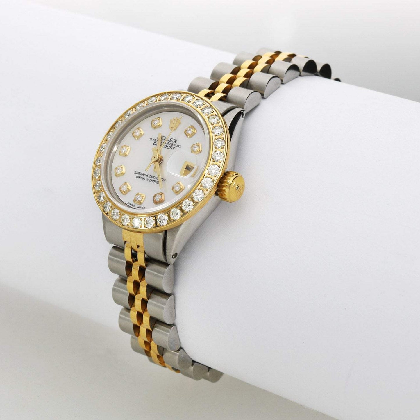 26mm Rolex Datejust 69173 18K Gold Diamond Mother of Pearl Dial Steel Woman's Wa