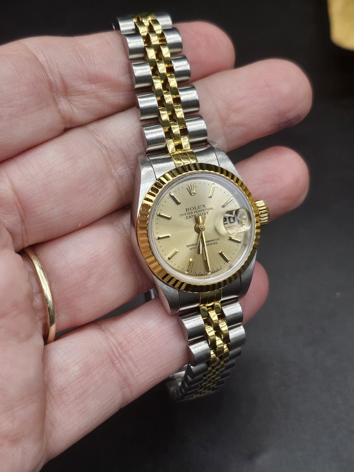 Vintage ROLEX 18K Gold/Stainless Steel Datejust  26MM Champagne Dial Perpetual