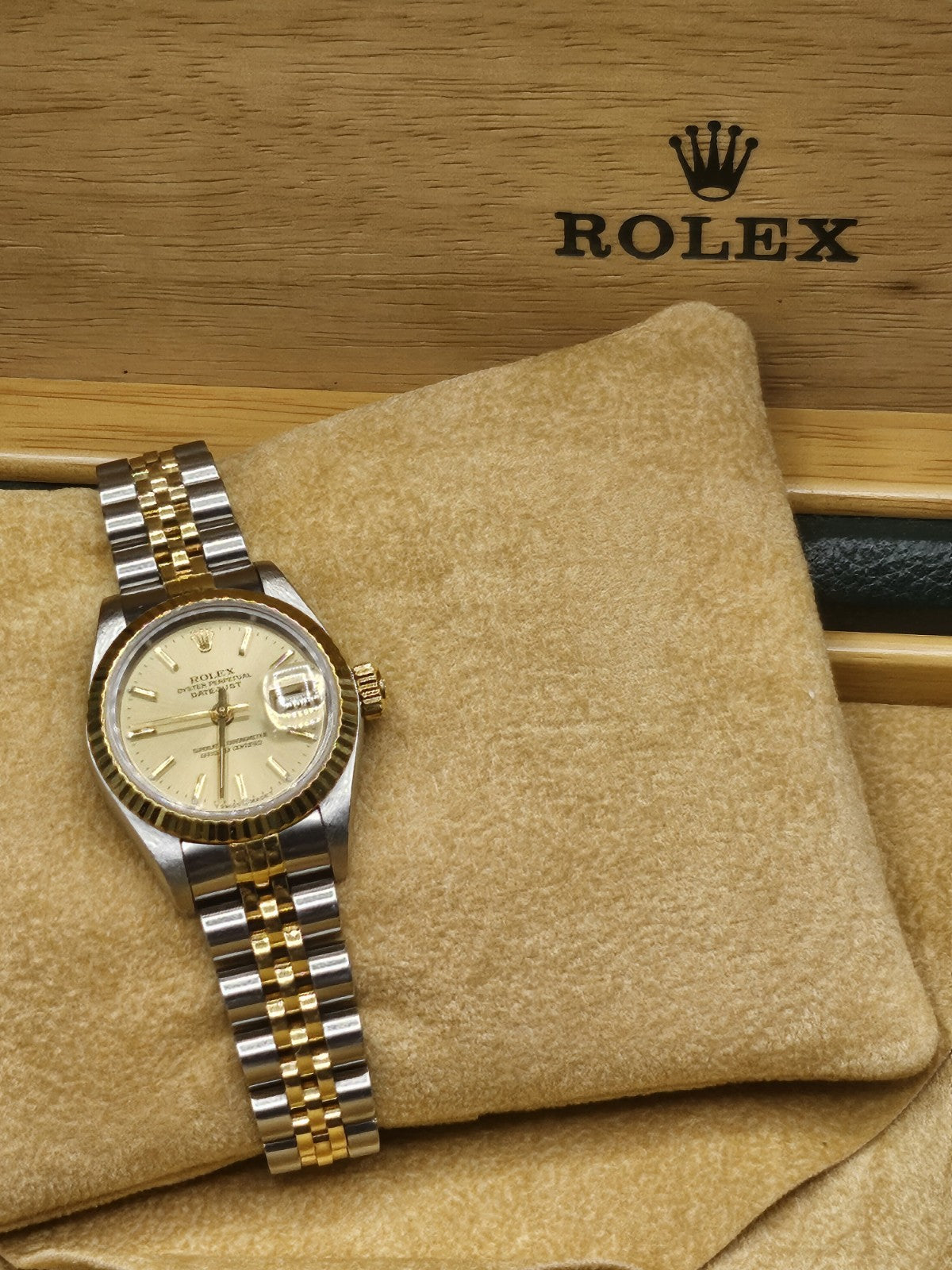 Vintage ROLEX 18K Gold/Stainless Steel Datejust  26MM Champagne Dial Perpetual