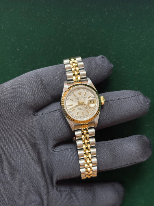 1991 Rolex Datejust Lady Silver Jubilee 69173 Steel & Yellow Gold