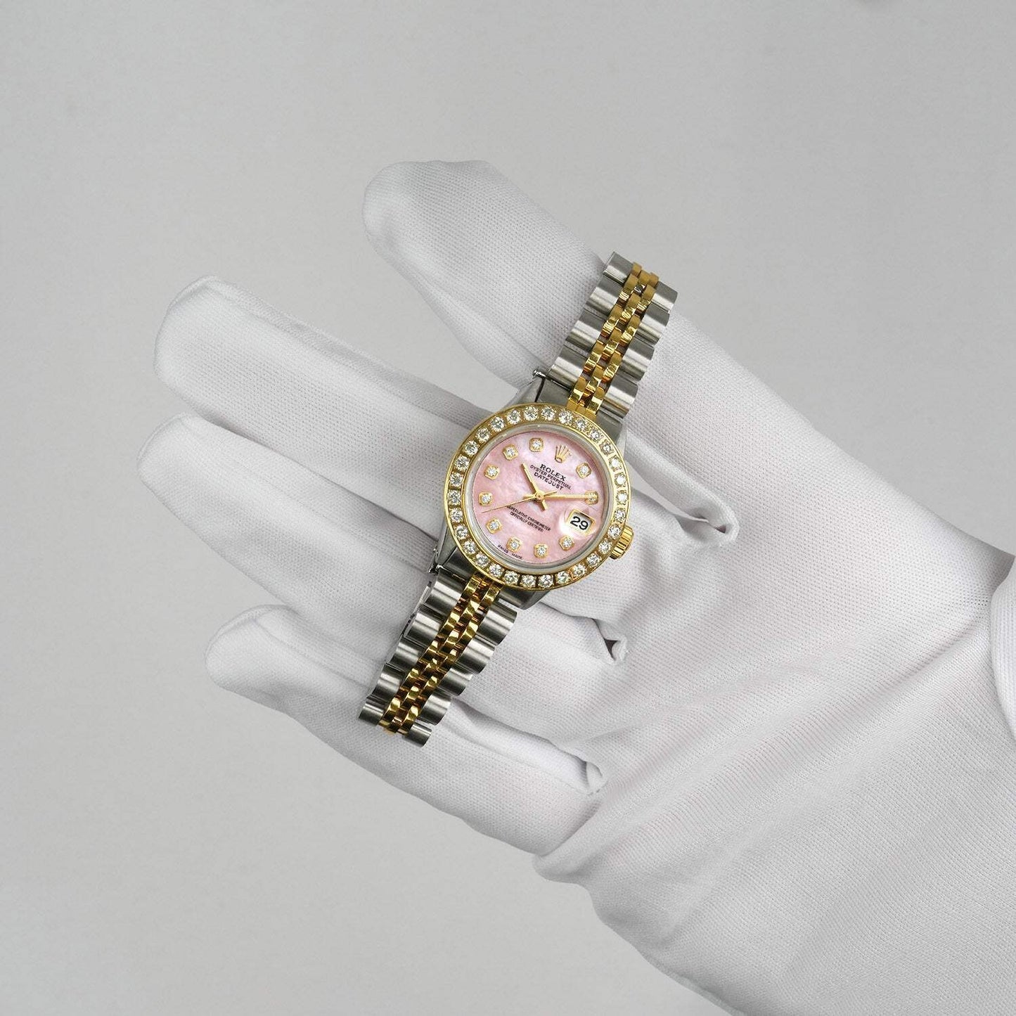 Rolex Datejust 69173 26mm Diamond Pink MOP Dial Bezel Steel Women's Watch