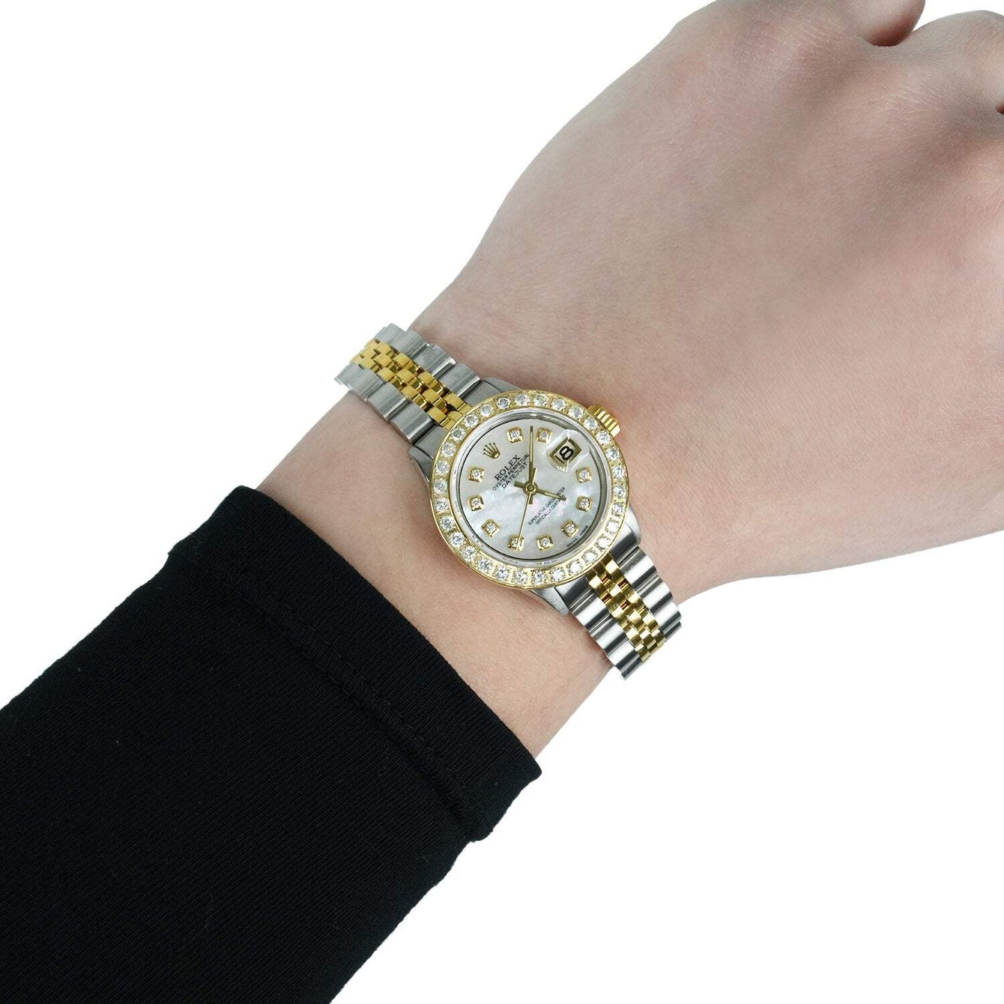 26mm Rolex Datejust 69173 18K Gold Diamond Mother of Pearl Dial Steel Woman's Wa
