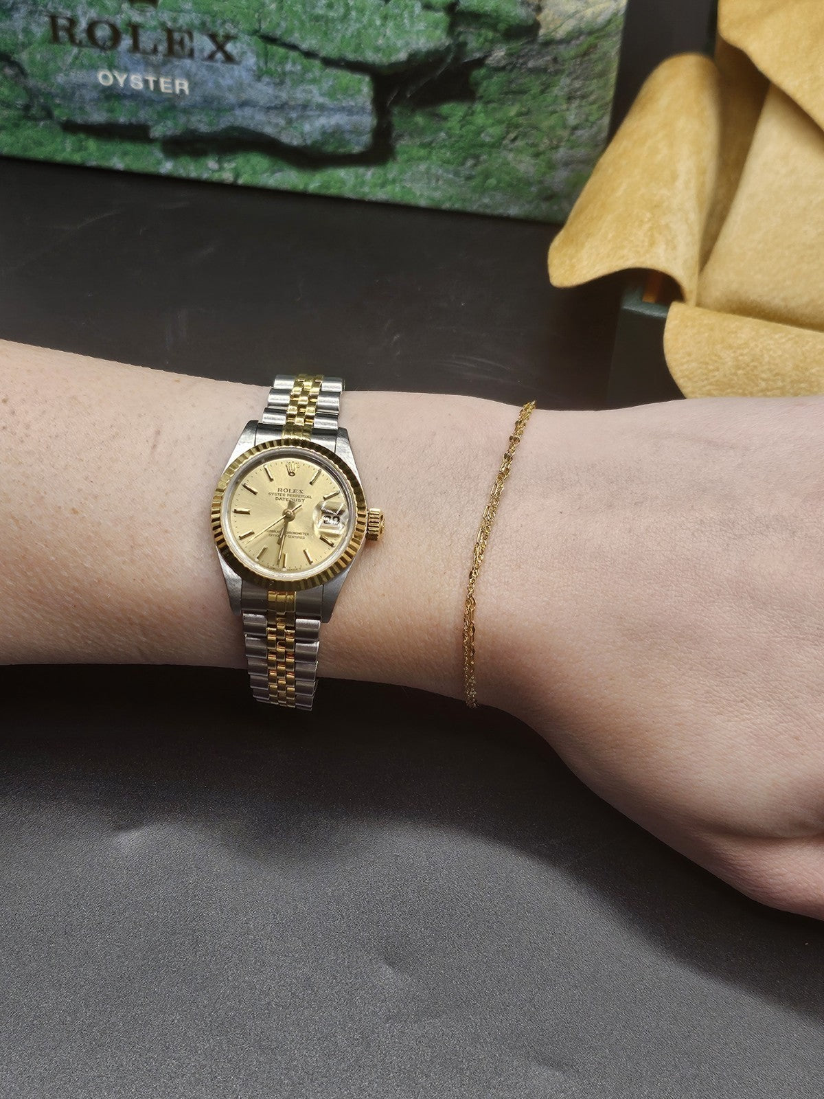Vintage ROLEX 18K Gold/Stainless Steel Datejust  26MM Champagne Dial Perpetual