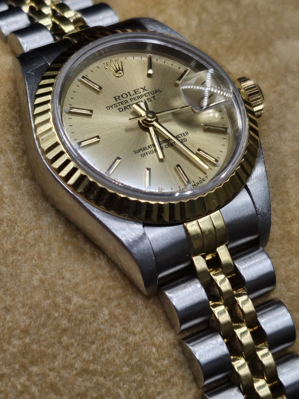 Vintage ROLEX 18K Gold/Stainless Steel Datejust  26MM Champagne Dial Perpetual