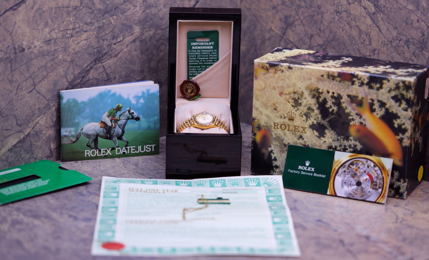Rolex Lady-Datejust 69178 18k Yellow Gold President — Matching Punched Papers