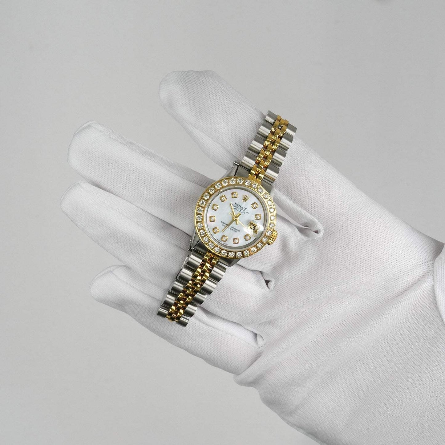 26mm Rolex Datejust 69173 18K Gold Diamond Mother of Pearl Dial Steel Woman's Wa