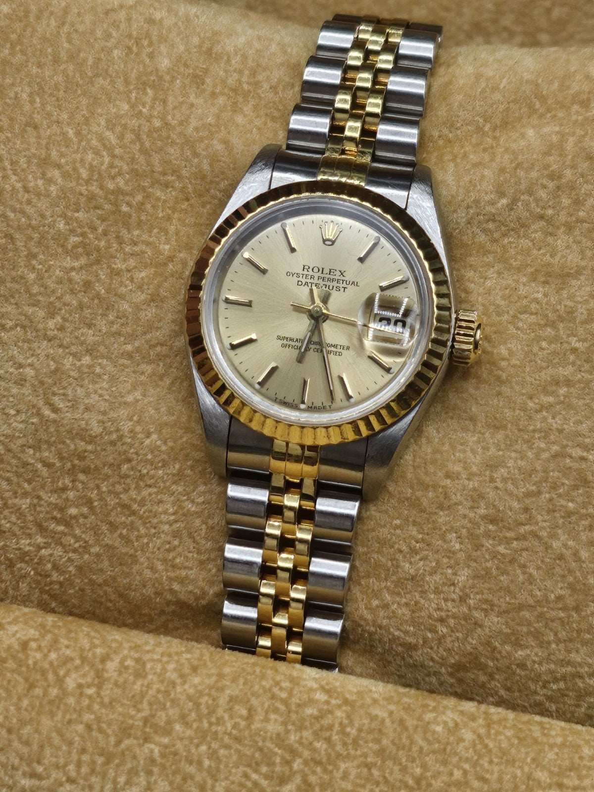 Vintage ROLEX 18K Gold/Stainless Steel Datejust  26MM Champagne Dial Perpetual