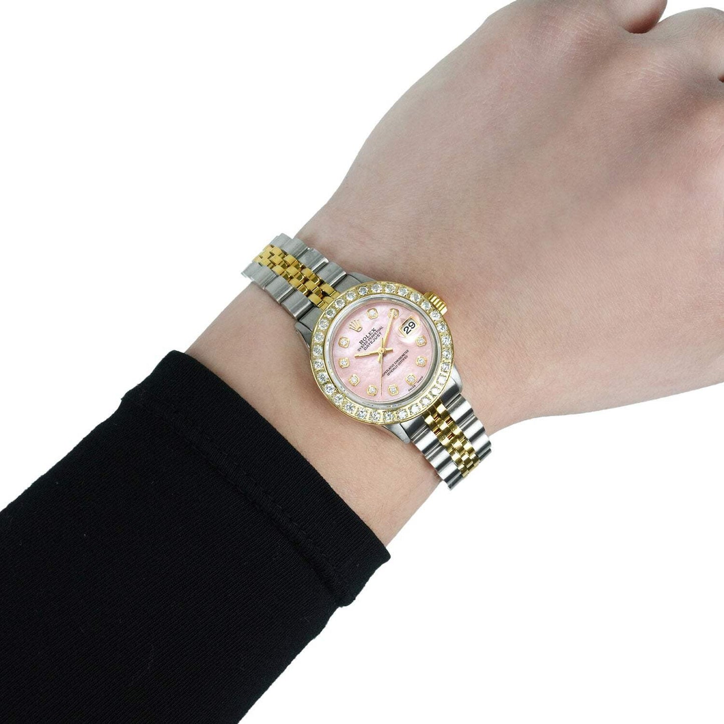 Rolex Datejust 69173 26mm Diamond Pink MOP Dial Bezel Steel Women's Watch